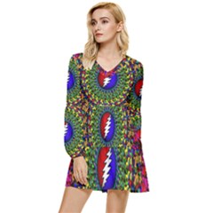 Grateful Dead Tiered Long Sleeve Mini Dress by Semog4