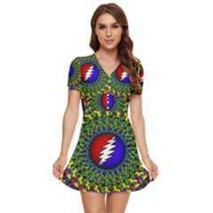 Grateful Dead V-neck High Waist Chiffon Mini Dress by Semog4