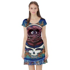 Grateful Dead Skull Rose Short Sleeve Skater Dress by Semog4