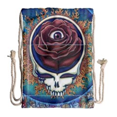 Grateful Dead Skull Rose Drawstring Bag (large) by Semog4