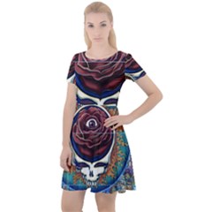 Grateful Dead Skull Rose Cap Sleeve Velour Dress  by Semog4