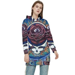 Grateful Dead Skull Rose Women s Long Oversized Pullover Hoodie by Semog4