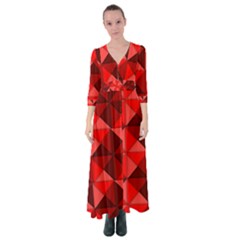 Red Diamond Shapes Pattern Button Up Maxi Dress by Semog4