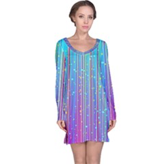 Blue Magenta Speckles Line Long Sleeve Nightdress by Semog4