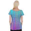 Blue Magenta Speckles Line Cap Sleeve Top View2