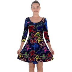 Grateful Dead Pattern Quarter Sleeve Skater Dress by Semog4