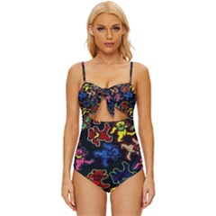 Grateful Dead Pattern Knot Front One-piece Swimsuit by Semog4