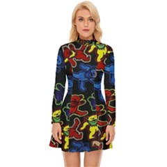 Grateful Dead Pattern Long Sleeve Velour Longline Dress by Semog4