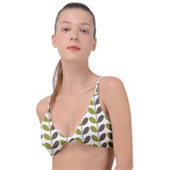 Leaf Plant Pattern Seamless Knot Up Bikini Top