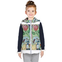 Stained Glass Rose Flower Kids  Hooded Puffer Vest by Salman4z