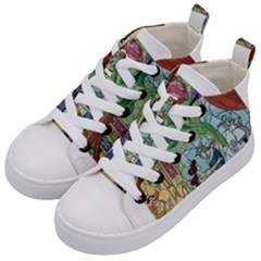 Stained Glass Rose Flower Kids  Mid-top Canvas Sneakers by Salman4z