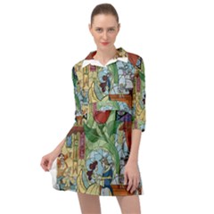 Stained Glass Rose Flower Mini Skater Shirt Dress by Salman4z