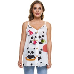 Giant Panda Bear Cuteness Casual Spaghetti Strap Chiffon Top by Salman4z