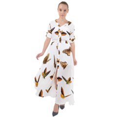 Butterfly Butterflies Insect Swarm Waist Tie Boho Maxi Dress by Salman4z