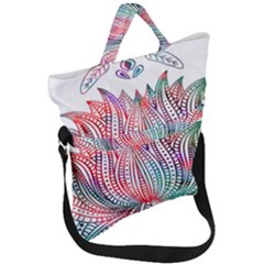 Lotus Feathers Boho Watercolor Fold Over Handle Tote Bag by Salman4z