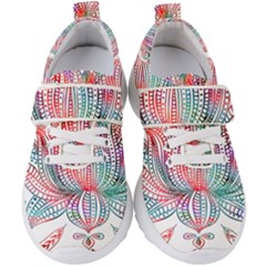 Lotus Feathers Boho Watercolor Kids  Velcro Strap Shoes by Salman4z