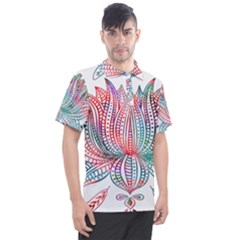 Lotus Feathers Boho Watercolor Men s Polo Tee by Salman4z