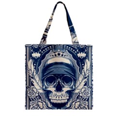 Skull Drawing Zipper Grocery Tote Bag by Salman4z