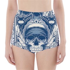 Skull Drawing High-waisted Bikini Bottoms by Salman4z