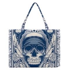 Skull Drawing Zipper Medium Tote Bag by Salman4z