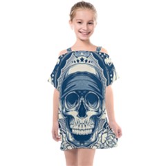 Skull Drawing Kids  One Piece Chiffon Dress by Salman4z