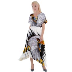 Eagle Cross Front Sharkbite Hem Maxi Dress by Salman4z