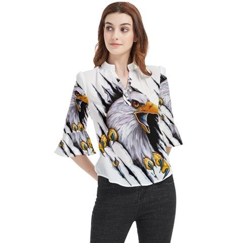 Eagle Loose Horn Sleeve Chiffon Blouse by Salman4z