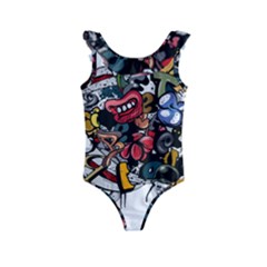 Mural Graffiti Paint Kids  Frill Swimsuit by Salman4z