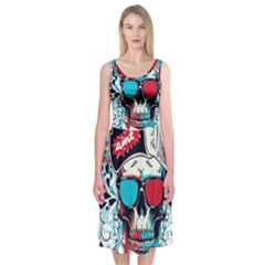 That Cool Graffiti Skull Midi Sleeveless Dress by Salman4z