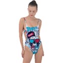 That Cool Graffiti Skull Tie Strap One Piece Swimsuit View1