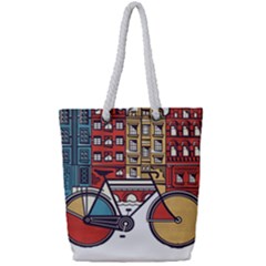 Amsterdam Graphic Design Poster Illustration Full Print Rope Handle Tote (small) by Salman4z