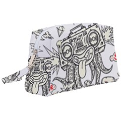 Drawing Clip Art Hand Painted Abstract Creative Space Squid Radio Wristlet Pouch Bag (large) by Salman4z