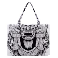 Balinese Art Barong Drawing Bali White Background People Zipper Medium Tote Bag by Salman4z