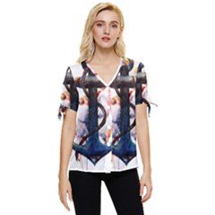 Anchor Watercolor Painting Tattoo Art Anchors And Birds Bow Sleeve Button Up Top by Salman4z