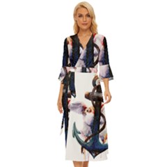 Anchor Watercolor Painting Tattoo Art Anchors And Birds Midsummer Wrap Dress by Salman4z