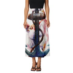 Anchor Watercolor Painting Tattoo Art Anchors And Birds Classic Midi Chiffon Skirt by Salman4z