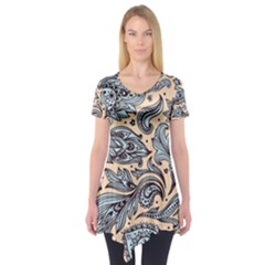 Texture Ornament Paisley Short Sleeve Tunic  by Salman4z