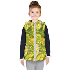 Doodles Patterns Ornament Vector Flowers Green Kids  Hooded Puffer Vest by Salman4z