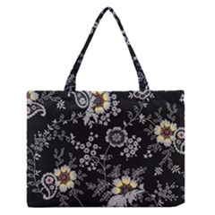 White And Yellow Floral And Paisley Illustration Background Zipper Medium Tote Bag by Salman4z