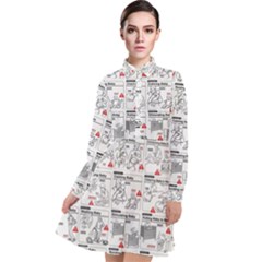 White Printer Paper With Text Overlay Humor Dark Humor Infographics Long Sleeve Chiffon Shirt Dress by Salman4z