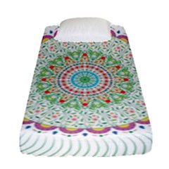 Flower Abstract Floral Hand Ornament Hand Drawn Mandala Fitted Sheet (single Size) by Salman4z