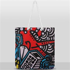 Multicolored Doodle Art Street Art Full Print Rope Handle Tote (large) by Salman4z