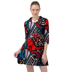 Multicolored Doodle Art Street Art Mini Skater Shirt Dress by Salman4z