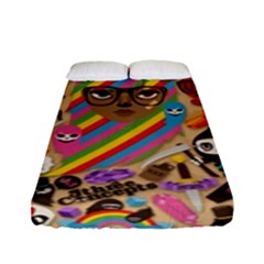 Multicolored Doodle Art Wallpaper Fitted Sheet (full/ Double Size) by Salman4z