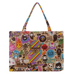 Multicolored Doodle Art Wallpaper Zipper Medium Tote Bag by Salman4z