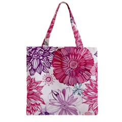 Red And Pink Flowers Vector Art Asters Patterns Backgrounds Zipper Grocery Tote Bag by Salman4z