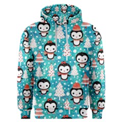 Blue Penguin Pattern Christmas Men s Overhead Hoodie by Salman4z