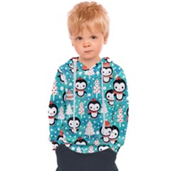 Blue Penguin Pattern Christmas Kids  Overhead Hoodie by Salman4z