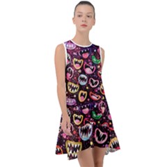 Funny Monster Mouths Frill Swing Dress by Salman4z