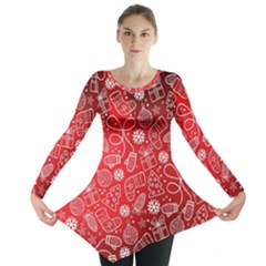 Christmas Pattern Red Long Sleeve Tunic  by Salman4z